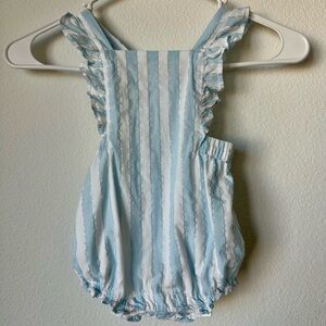 Janie + Jack Blue Striped Bubble Overalls Size 12-18 Months